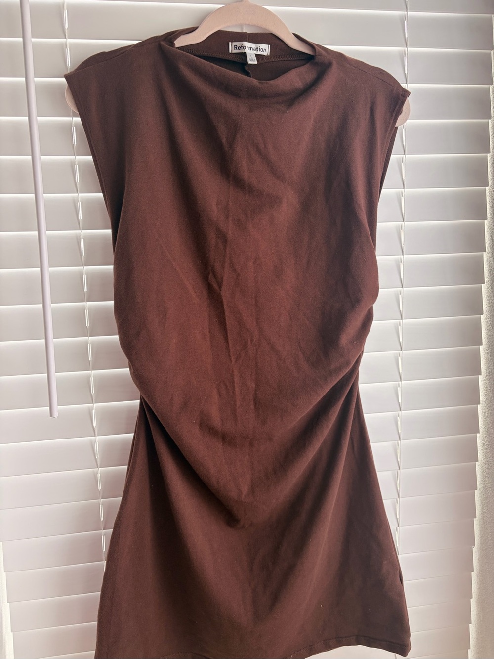 Reformation Alden Brown Knit Mini Dress Large